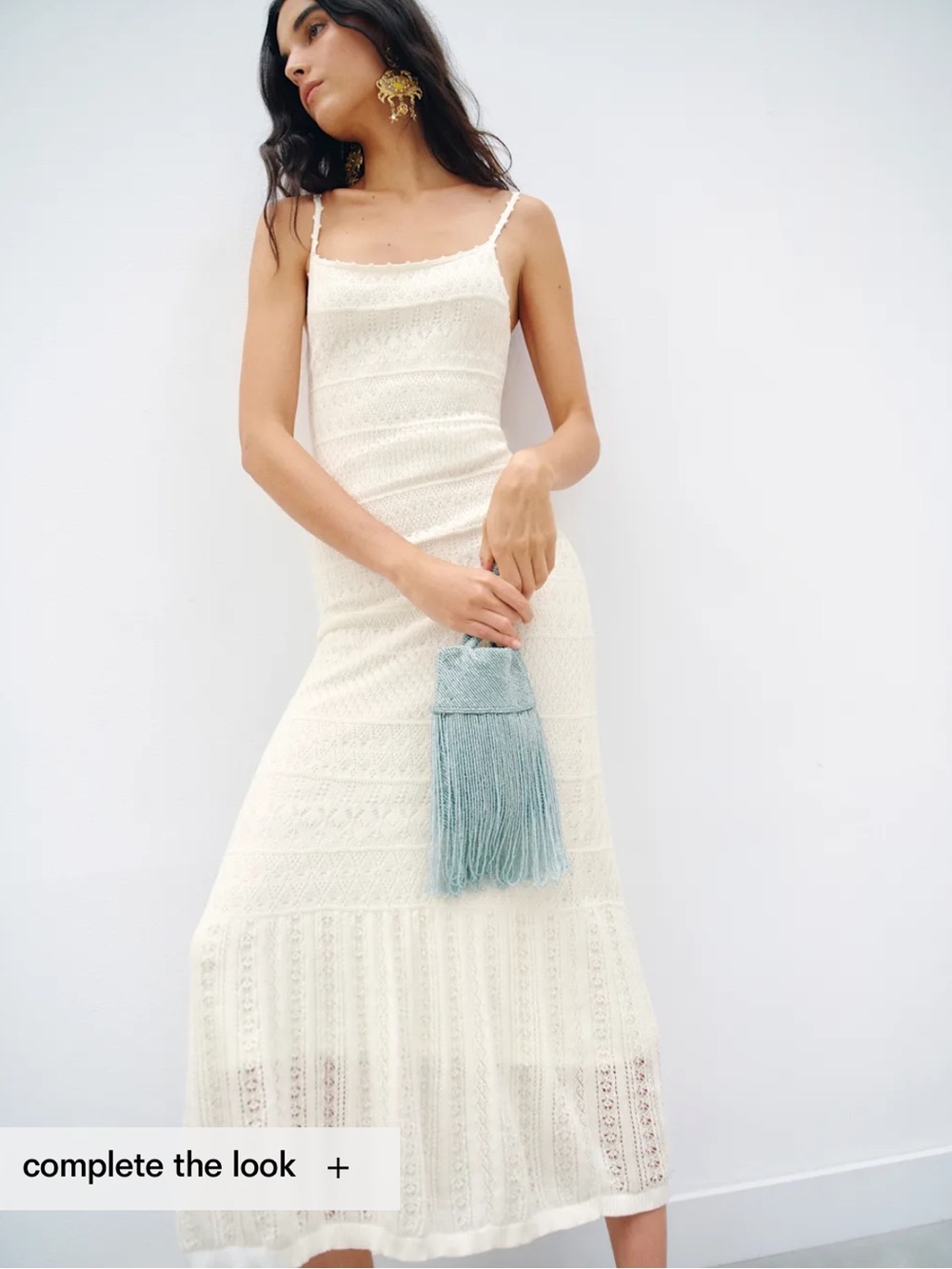Reformation River Cotton Crochet Sweater Dress